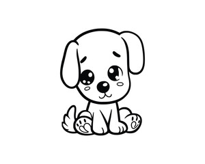 Cute Cartoon Character of dog for coloring book. outline line art. Printable Design. isolated white background