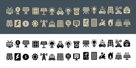 vector Set line icons of solar panels collection in transparent background © WINDERFULL STUDIO