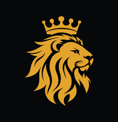 Royal king lion crown symbols. Elegant Leo animal logo
