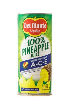 Del Monte 100% Pineapple Juice isolated on a white background