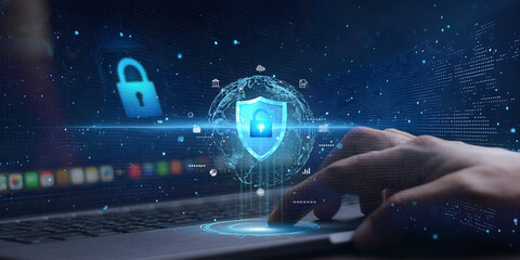 cyber security concept, Login, User, identification information security and encryption, secure...
