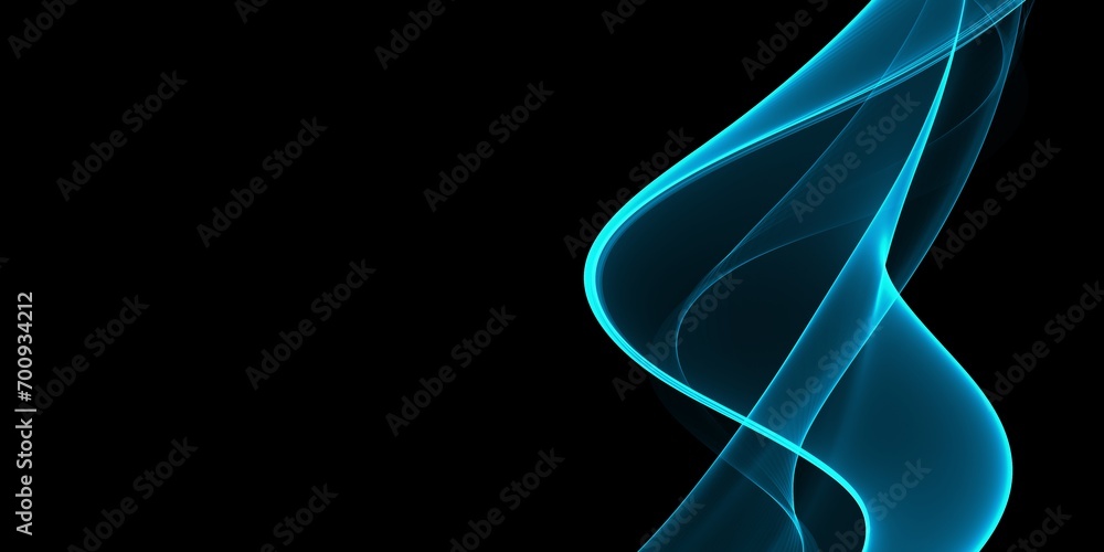 Poster abstract shiny color blue wave design element on dark background. science design