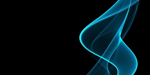Abstract shiny color blue wave design element on dark background. Science design
