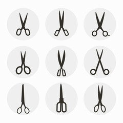 flat Scissors icons set vector