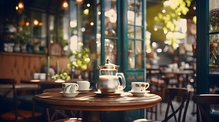 A cozy cafe with aromatic coffee, capturing the essence of a perfect morning