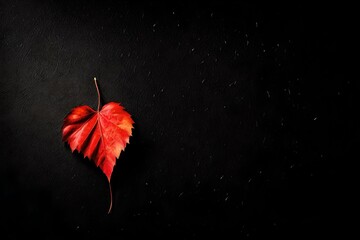 red leaf on black background