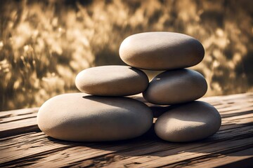 Fototapeta na wymiar zen stones on a wooden background