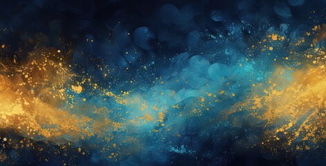Abstract cosmic energy with blue and gold hues