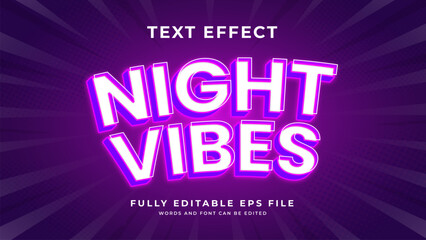 Vector night vibes text effect