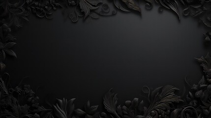 abstract black background with embossed floral ornament - obrazy, fototapety, plakaty