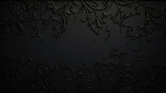 Dark background with black floral ornament