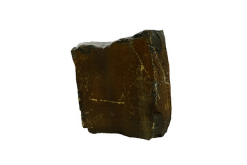 Sample raw columnar basalt rock stone isolated on white background