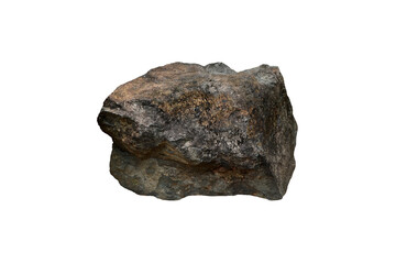 Raw basalt rock stone isolated on white background