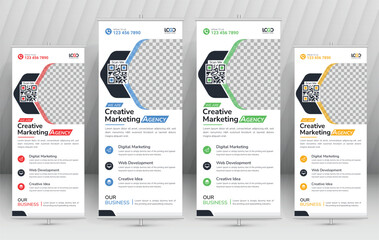 creative minimal rollup banner design vector template, easy to read type high quality modern business rollup banner design