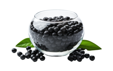 Bamboo Charcoal Gel Beads Unveiled on a White or Clear Surface PNG Transparent Background.