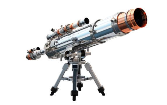 Astronomical Binoculars on a White Canvas on a White or Clear Surface PNG Transparent Background.