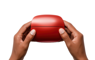 Man's Hand with Energy Drink Can in Gigapixel Detail on a White or Clear Surface PNG Transparent Background.