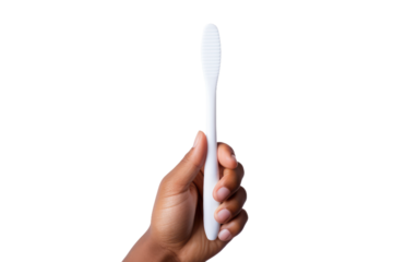 Man's Hand with Shaving Razor Showcase on a White or Clear Surface PNG Transparent Background.