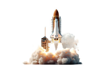 Exquisite Image of Rocket Launch Model on a White or Clear Surface PNG Transparent Background.