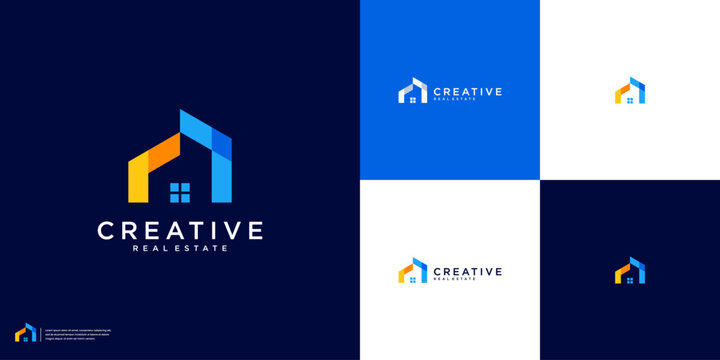 Creative colorful home logo design template. Building, real estate logo design inspiration