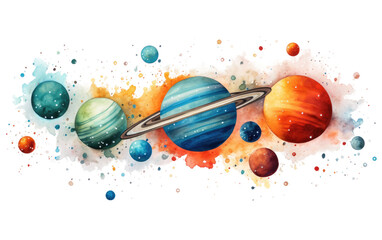 Isolated Space-themed Wall Decal on White Background in High-Resolution on a White or Clear Surface PNG Transparent Background. - obrazy, fototapety, plakaty