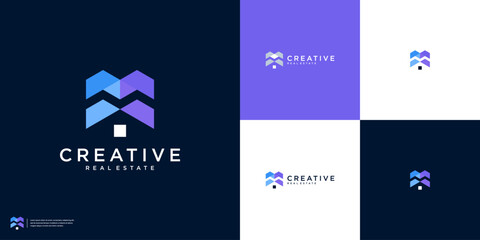 Minimalist colorful home logo design template