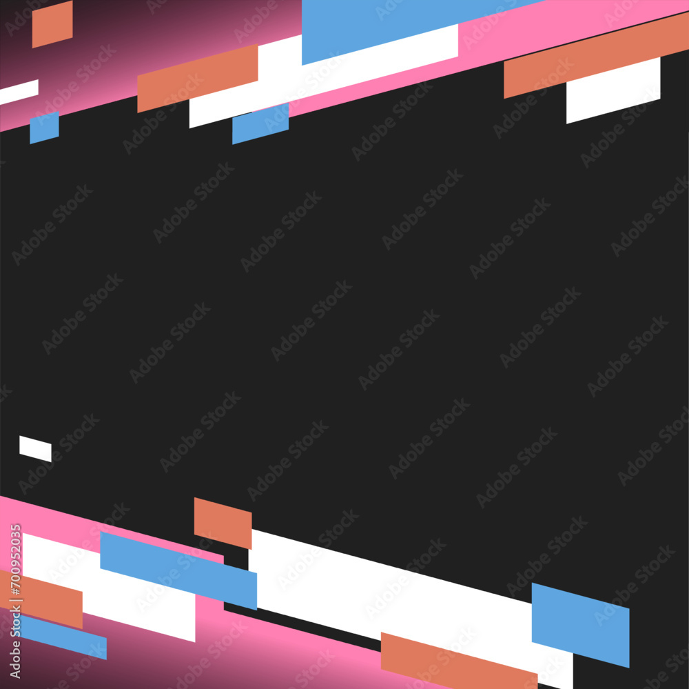 Poster glitched data line with pink gradient light on perspective zoom template background