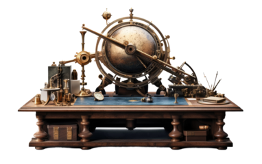 Exploring the Astronomy Enclave of an Astronomer's Desk on a White or Clear Surface PNG Transparent Background.