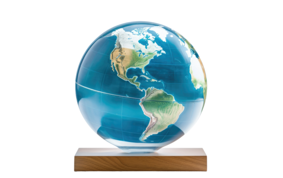 Navigating the Augmented Reality Features of a Globe in Isolation on a White or Clear Surface PNG Transparent Background.