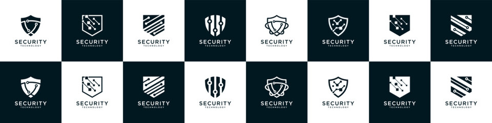 Shield technology logo design collection. symbol security, safety, guard, protection for your business company identity