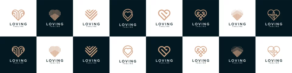Fotobehang Heart or Love Logo design collection. Icons for valentine days, wedding, and romance logo design template © pardiJP