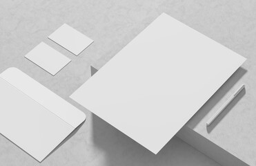 Corporate identity stationery mock up isolated on modern style white background. Mock up for...