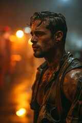 Hero's Haven: Young, Attractive, Muscular Man Thrives in Fire Station