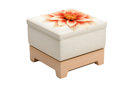 Unveiling the Dual Essence of the Collapsible Storage Ottoman in Isolation on a White or Clear Surface PNG Transparent Background.