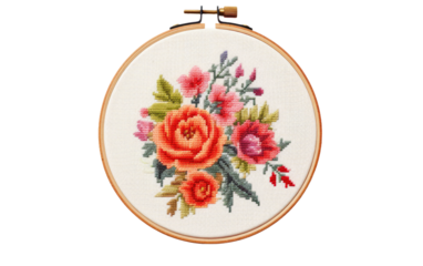 Unveiling the Artistic Essence of the Cross Stitch Kit in Isolation on a White or Clear Surface PNG Transparent Background.