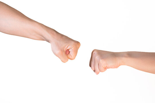 two hand punch on isolated white background