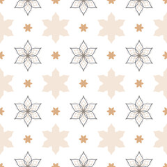 A Simple Geometric Line Art  Flowers Seamless Pattern Design