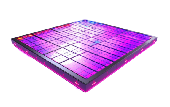 Isolated View of Interactive LED Dance Tiles on a White or Clear Surface PNG Transparent Background.