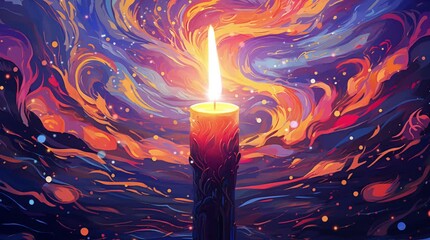 Beautiful burning candle illustration video	 - Powered by Adobe