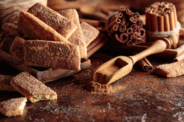 Sweet cinnamon cookies with ingredients.