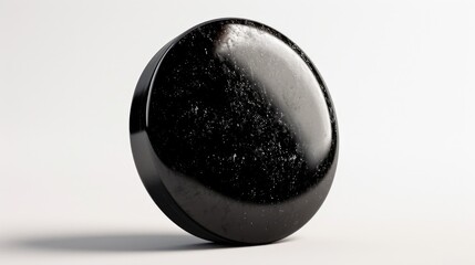 A black object is pictured on a white surface. This image can be used for various purposes