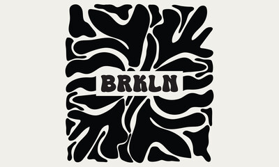 Abstract groovy floral poster BRKLN. Modern trendy BRKLN minimalist style. Hand drawn for wallpaper, poster concept template perfect for postcards Tee Shirt Hoodie design