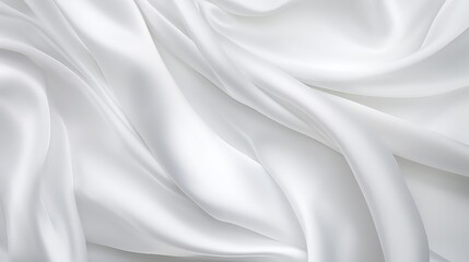 Closeup of rippled white silk fabric lines background