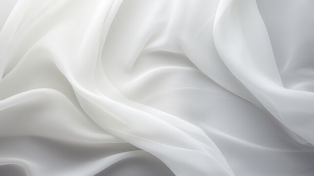 Closeup of rippled white silk fabric lines background