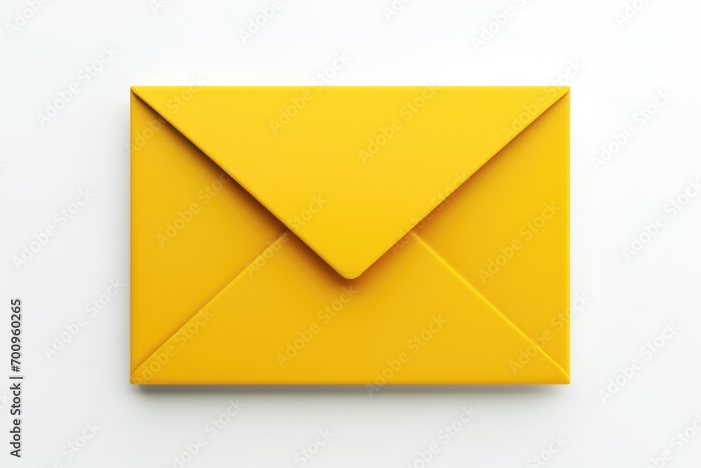 Aufkleber A yellow envelope resting on a white surface. Suitable for various business and communication concepts