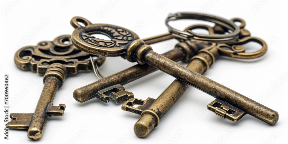 Aufkleber A pile of keys stacked on top of each other. Versatile image that can be used to represent security, access, or organization