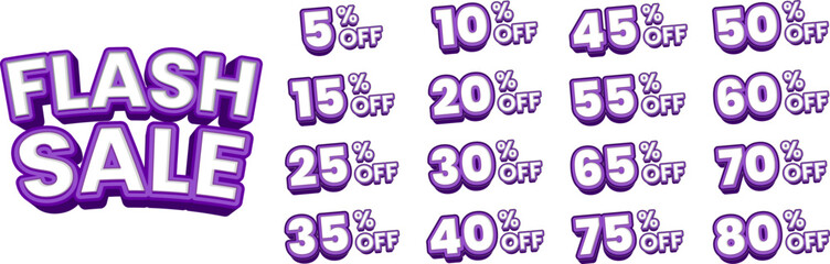 Flash sale promotion for Sale banner with discount percent off numbers for promotions, events, posts