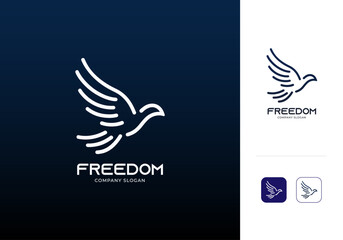 Bird Logo Design Vector Template.
Flying Birds Vector Illustration with App Icon.
Freedom Sign or Symbol Line Art Logo Element.
Dove Or Eagle Creative Modern Icon Design.
