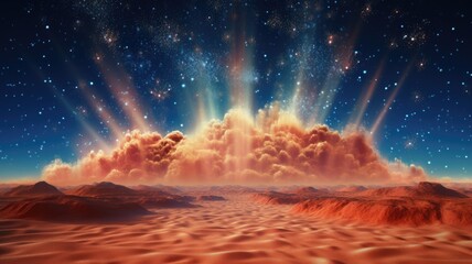 Galactic Celebration, A Symphony of Fireworks Illuminating the Desert Night