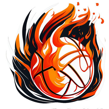  logo basket ball fire with Generative AI Technology